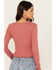 Image #4 - Bila Women's Pointelle Reed Long Sleeve Top, Burgundy, hi-res