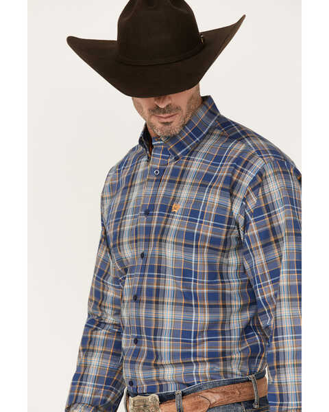 Image #2 - Cinch Men's Plaid Print Long Sleeve Button Down Western Shirt , Royal Blue, hi-res