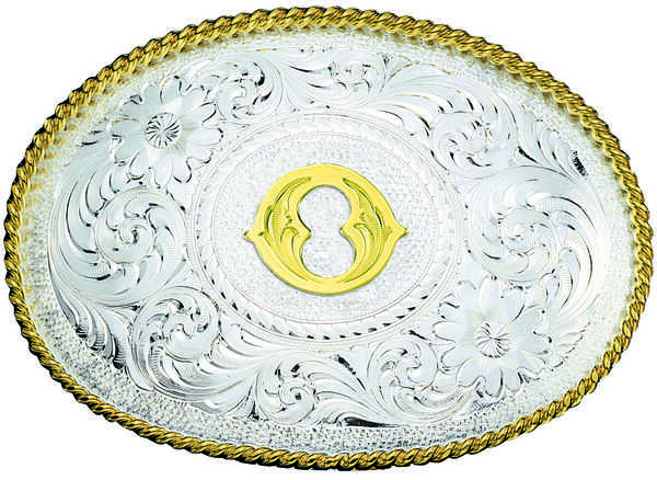 Montana Silversmiths Engraved Initial O Western Belt Buckle, Multi, hi-res