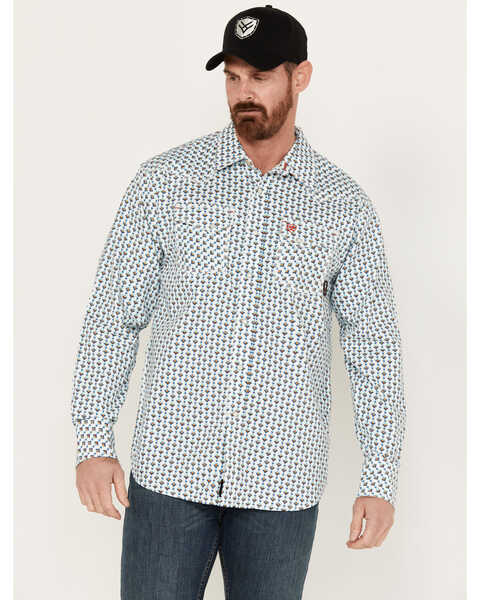 Ariat Men's FR Dillinger Long Sleeve Button Down Work Shirt, Aqua, hi-res