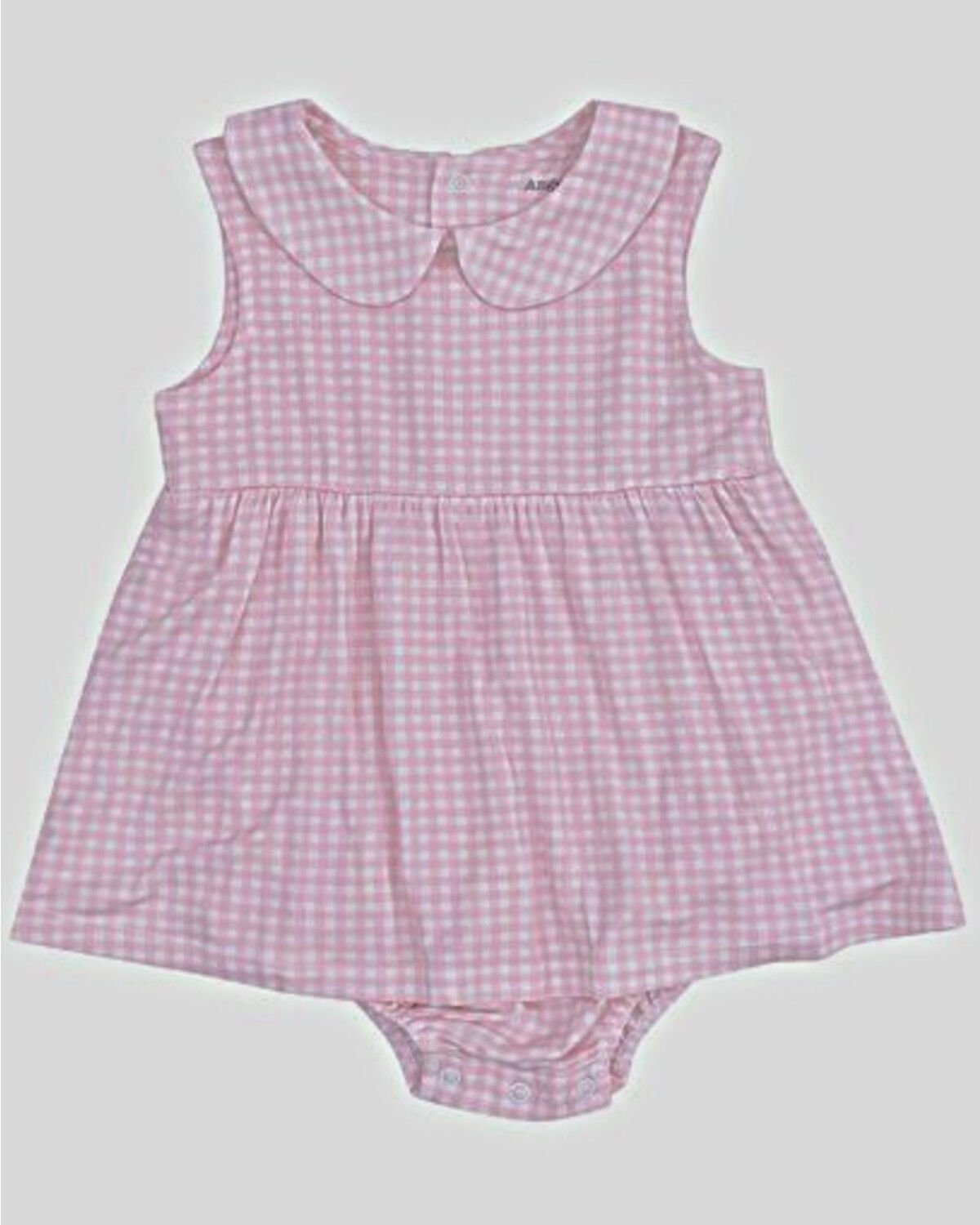 Image #1 - Angel Dear Infant Girls' Gingham Print Sleeveless Onesie with Skirt, Pink, hi-res