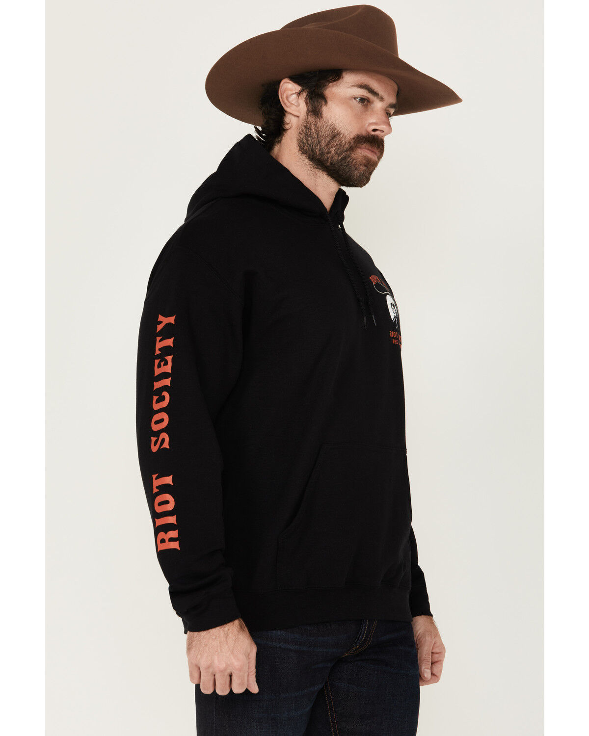 Image #4 - Riot Society Men's Boot Barn Exclusive Ropin' Souls Reaper Graphic Hooded Sweatshirt, Black, hi-res