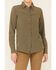Wrangler ATG Women's All-Terrain Mixed Materials Long Sleeve Button Down Western Core Shirt , Olive, hi-res