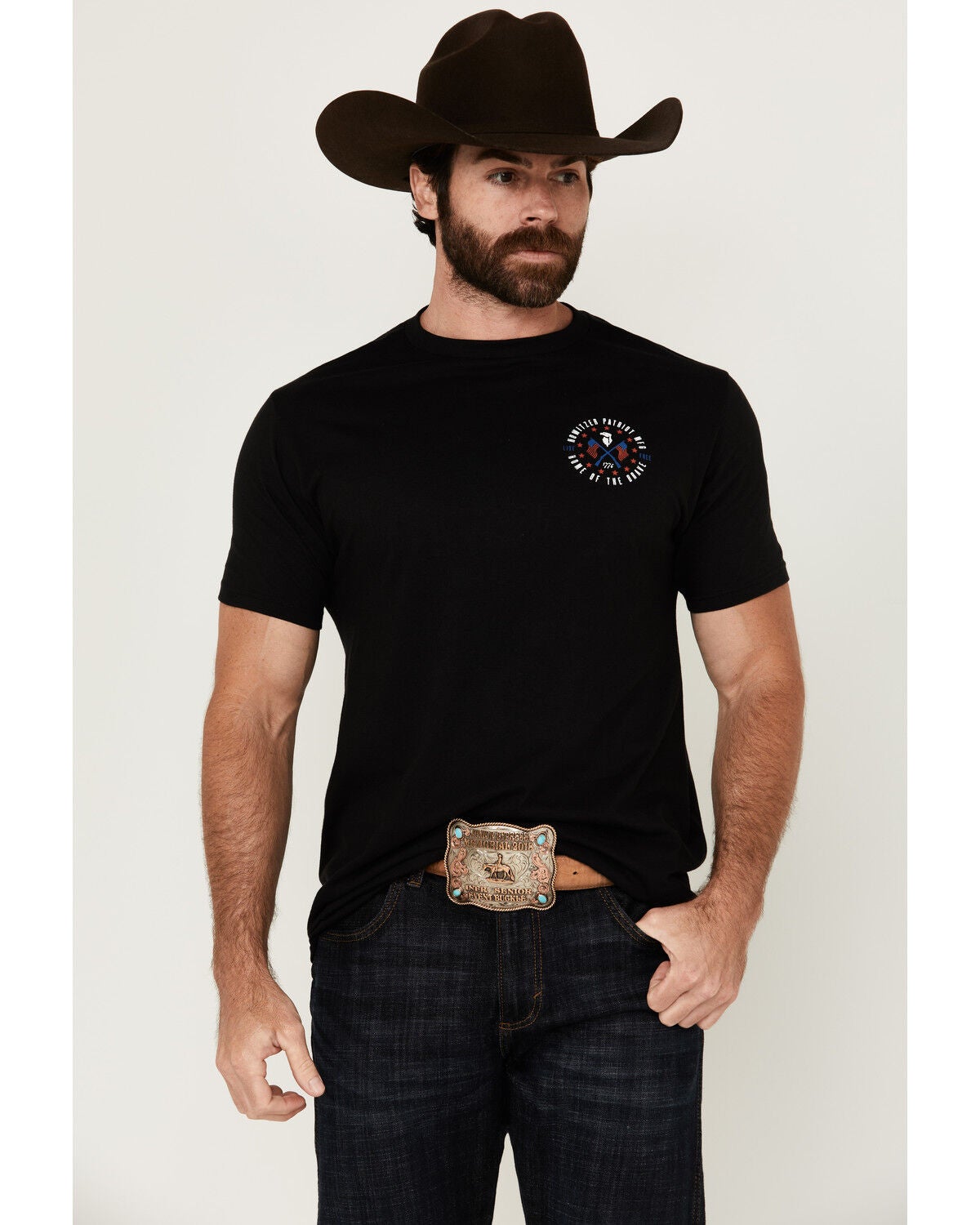 Image #2 - Howitzer Men's Patriot Eagle Short Sleeve Graphic T-Shirt, Black, hi-res