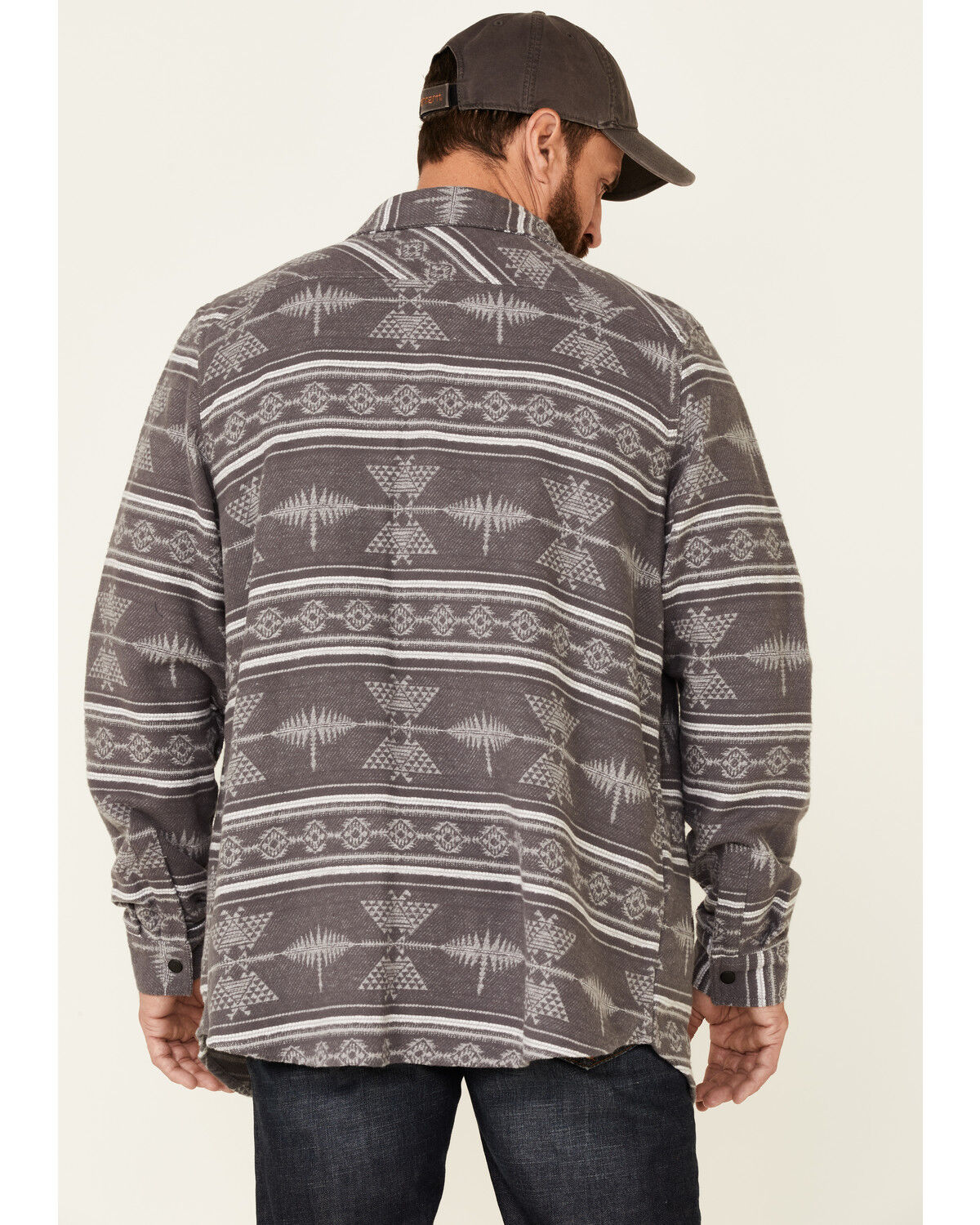 Image #4 - Rock & Roll Denim Men's Southwestern Jacquard Print Long Sleeve Button Down Shirt Jacket, Charcoal, hi-res