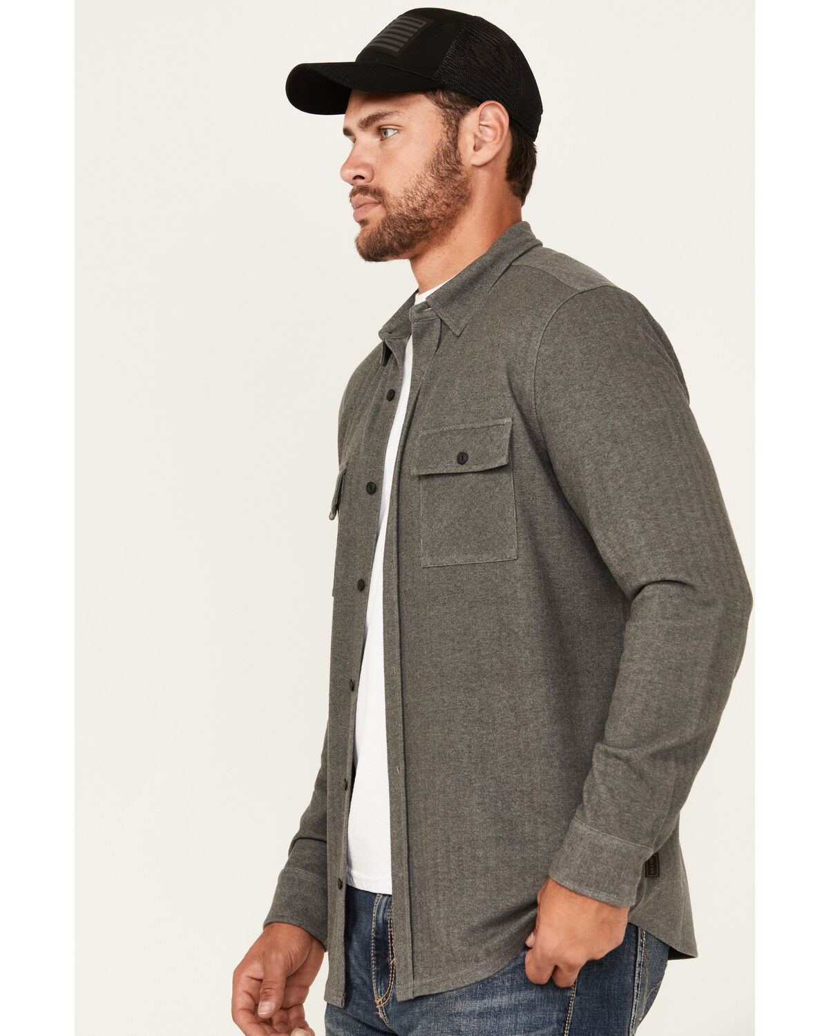 Image #3 - Brothers and Sons Men's Kelcy Herringbone Long Sleeve Button-Down Western Shirt, Black, hi-res