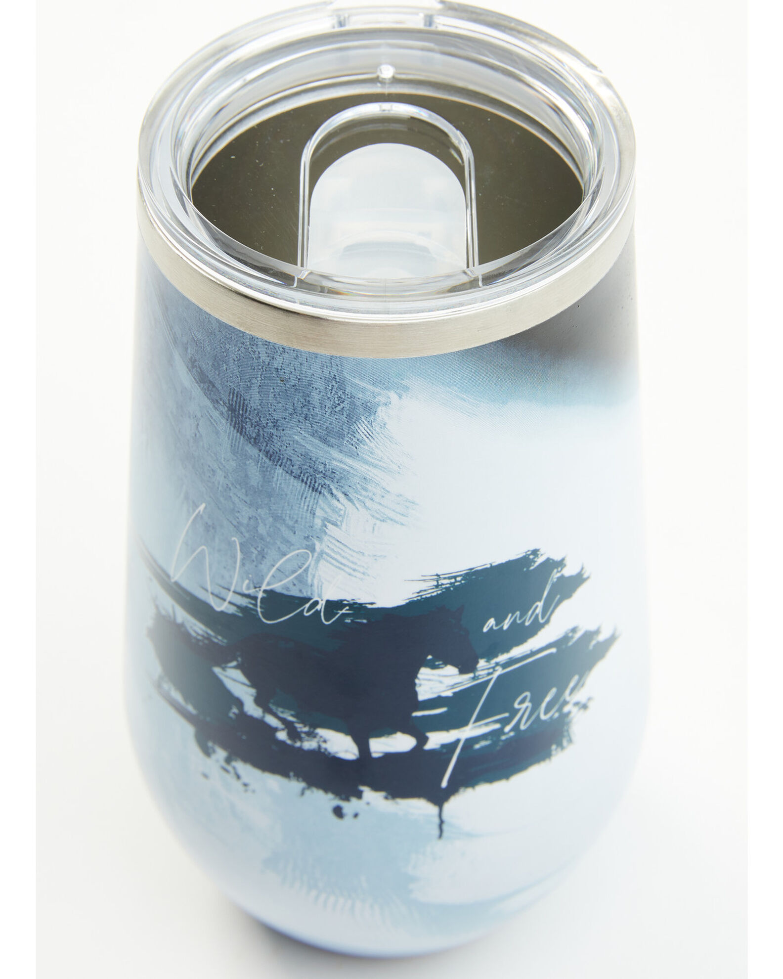 Image #2 - Boot Barn Ranch Wild & Free Stemless Wine Tumbler - 16oz, Blue, hi-res