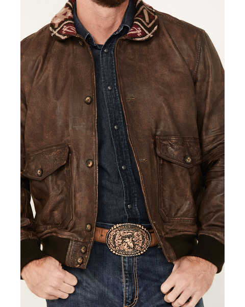 Image #3 - Cody James Men's Button-Down Bomber Jacket, Brown, hi-res