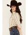 Image #2 - Roper Women's Floral Striped Long Sleeve Snap Western Shirt , Cream, hi-res