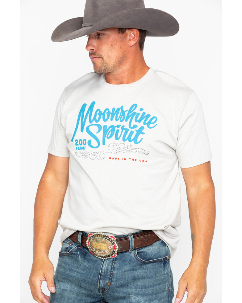 Moonshine Spirit Men's Script USA Screen Print Short Sleeve T-Shirt , Chilli, hi-res