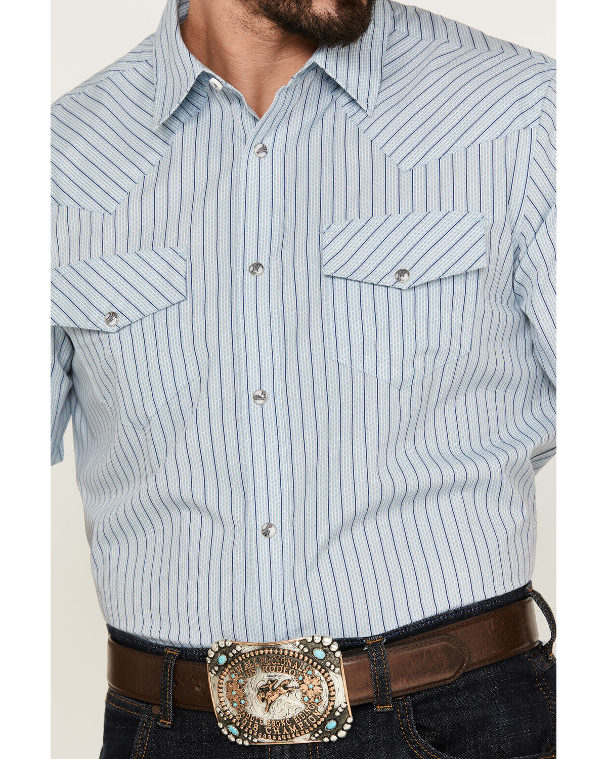 Image #4 - Gibson Men's Wildcat Striped Short Sleeve Western Snap Shirt, , hi-res