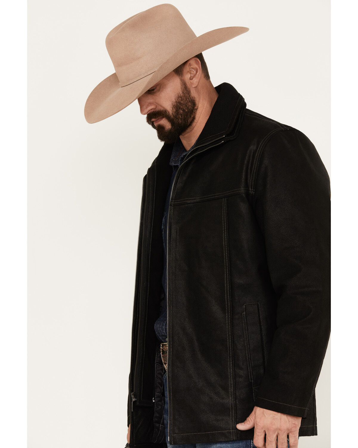 Image #2 - Scully Men's Suede Double Collar Jacket, Black, hi-res