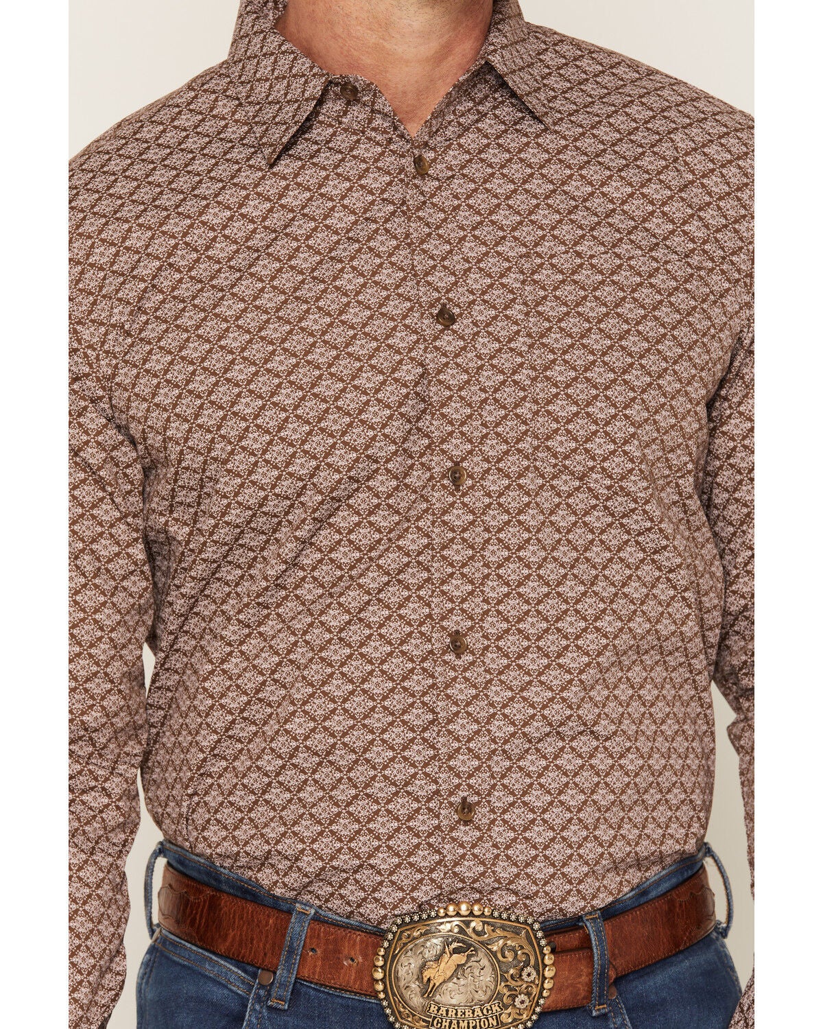 Image #3 - Gibson Trading Co Men's Gypsy Den Medallion Print Long Sleeve Button-Down Western Shirt, Chocolate, hi-res