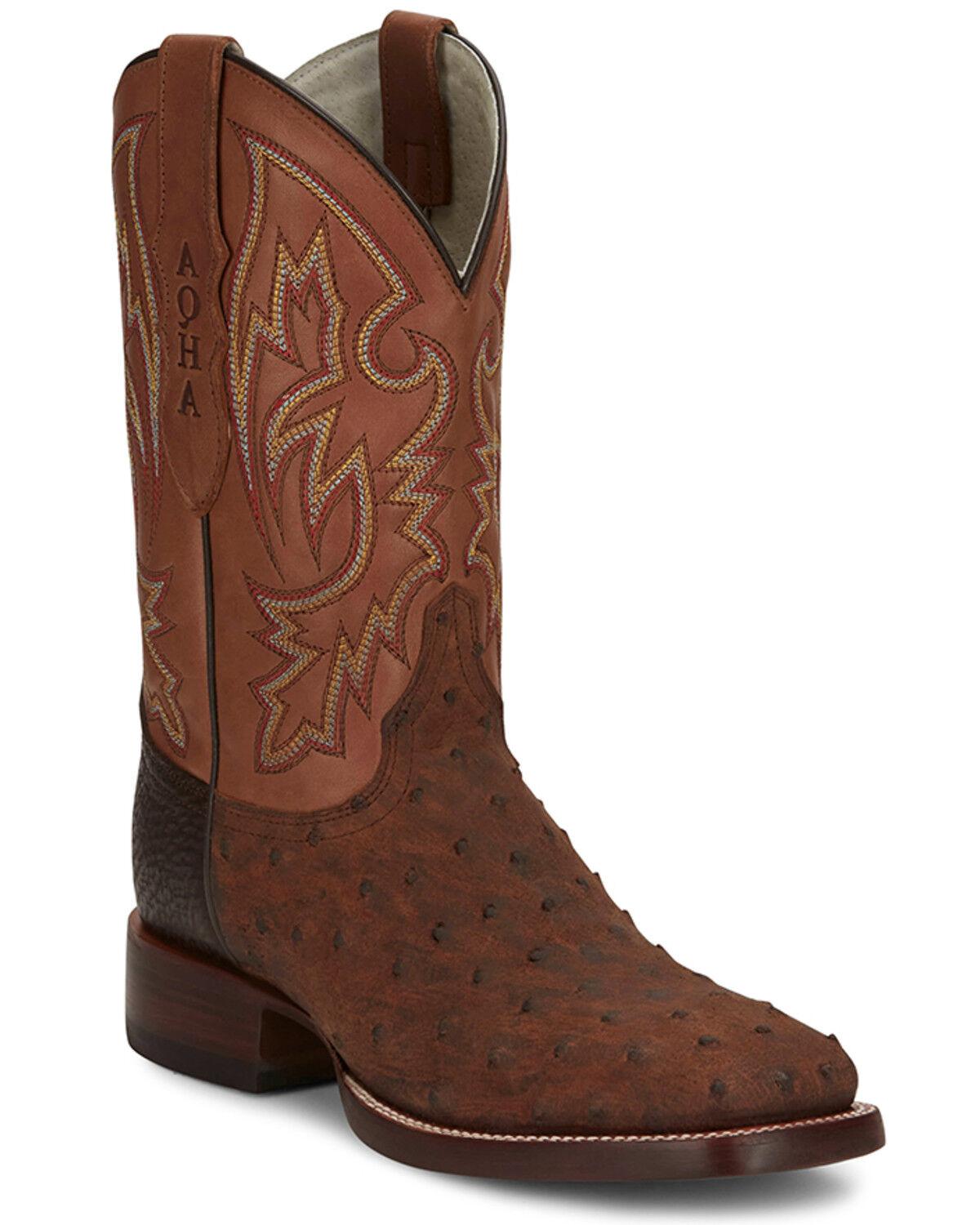 Image #1 - Justin Men's King Exotic Ostrich Western Boots - Broad Square Toe, Cognac, hi-res