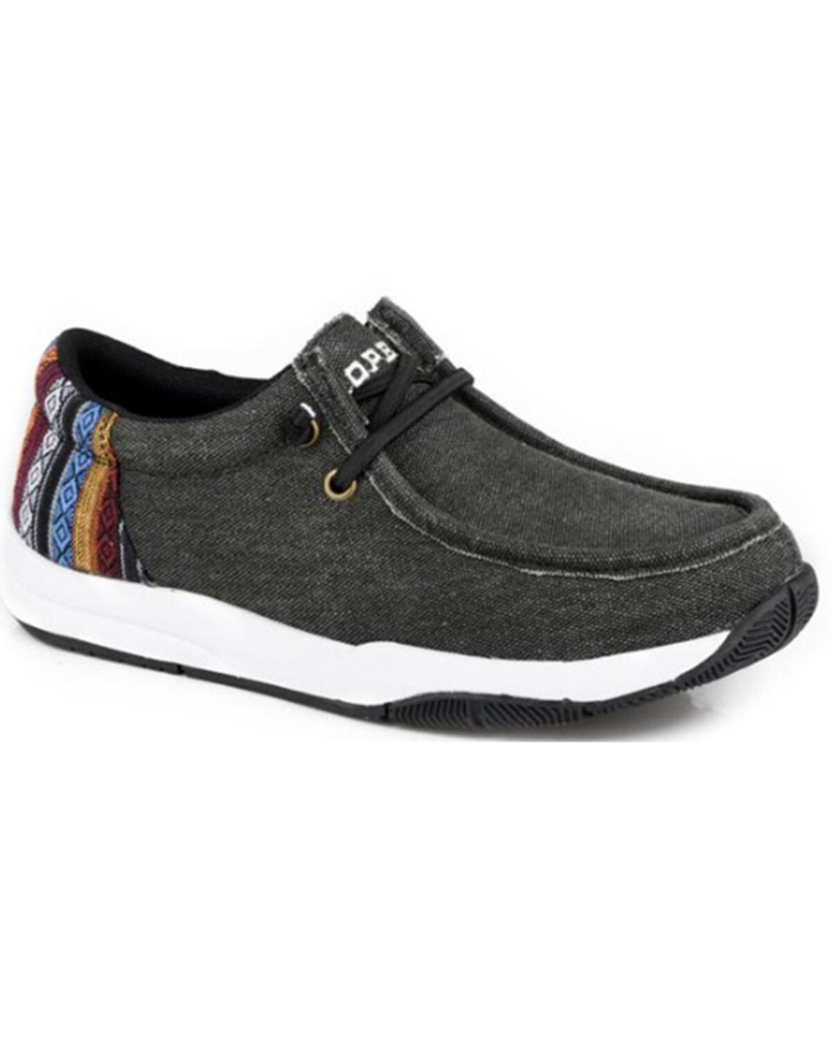 Image #1 - Roper Women's Clearcut Low Southwestern Print Casual Shoes - Moc Toe, Black, hi-res