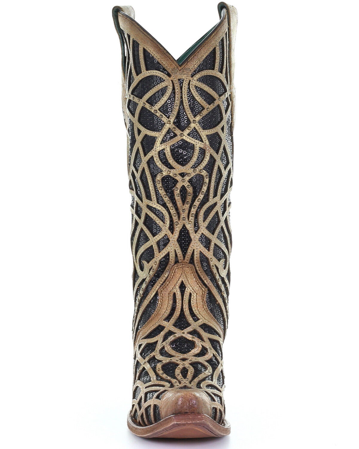 Image #5 - Corral Women's Black Glitter Inlay Western Boots - Snip Toe, , hi-res