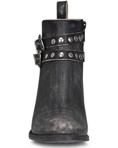 Image #3 - Corral Women's Studded Harness Booties - Round Toe, Black, hi-res