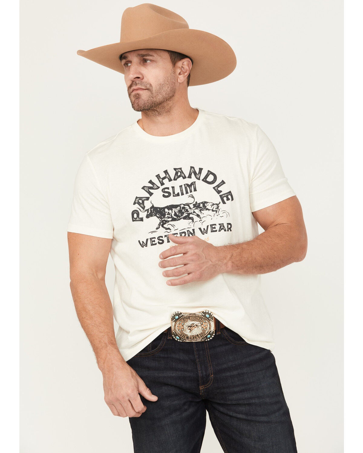 Panhandle Men's Logo Short Sleeve Graphic T-Shirt, Natural, hi-res