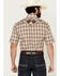 Image #4 - Roper Men's Medium Plaid Print Embroidered Yoke Short Sleeve Pearl Snap Western Shirt, Brown, hi-res