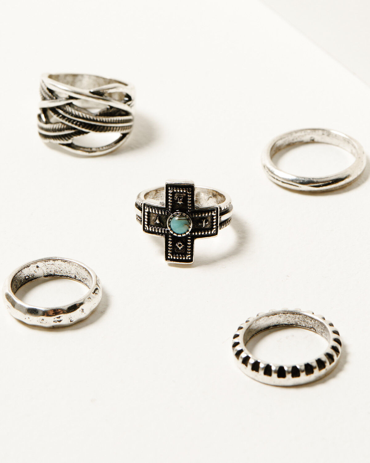 Image #1 - Shyanne Women's Southwestern Antique Cross Ring Set, Silver, hi-res