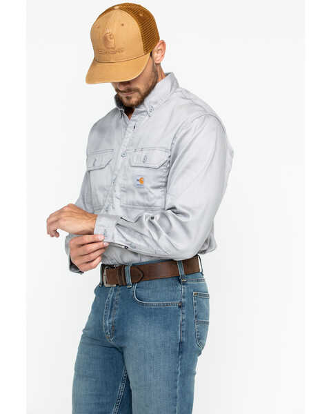 Image #5 - Carhartt Men's FR Solid Twill Long Sleeve Work Shirt, Grey, hi-res