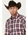 Roper Men's Amarillo Plaid Print Long Sleeve Pearl Snap Western Shirt, Blue, hi-res