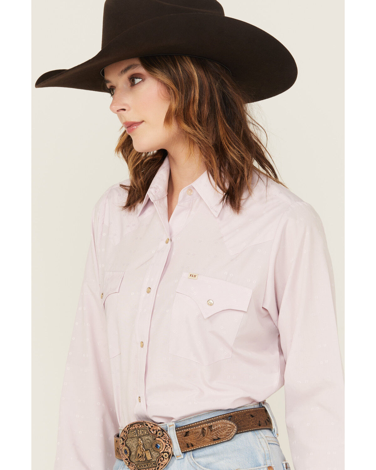 Image #3 - Cowboygirl by Jenna Paulette Women's Solid Long Sleeve Pearl Snap Western Shirt, Lavender, hi-res