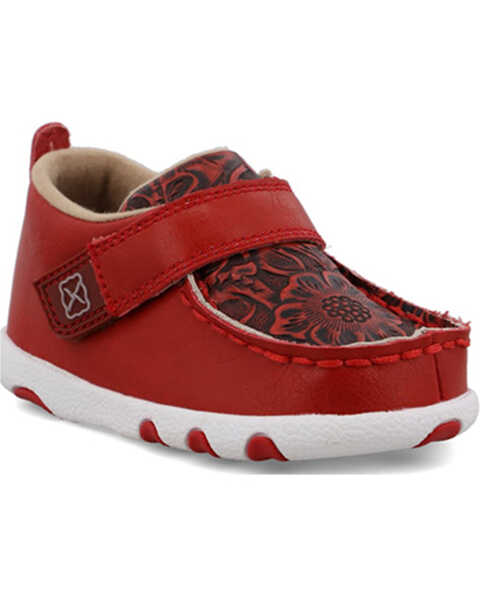 Image #1 - Twisted X Toddler Girls' Driving Moc Shoes - Moc Toe , Red, hi-res