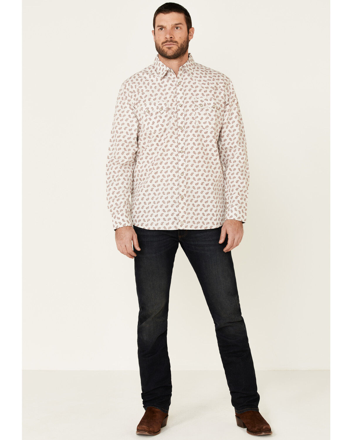Image #2 - Moonshine Spirit Men's Tan Micro Paisley Print Long Sleeve Western Shirt, Tan, hi-res