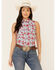 Wrangler Women's Americana Floral Print Sleeveless Snap Western Core Shirt, Red/white/blue, hi-res