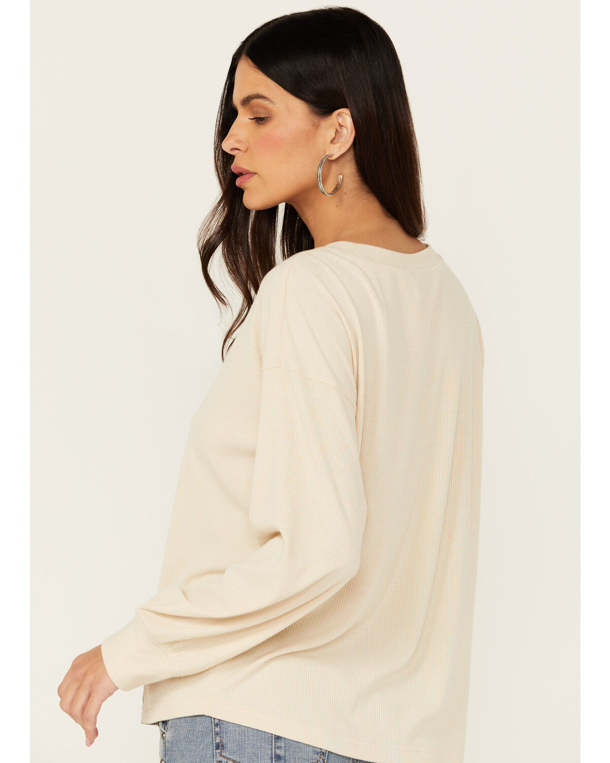 Image #4 - Cruel Girl Women's Long Sleeve Knit Top, Cream, hi-res