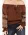 Image #3 - Shyanne Women's Satin Peasant Embroidered Blouse, Dark Brown, hi-res