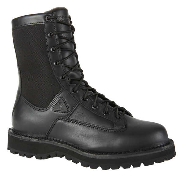Image #1 - Rocky Men's Portland Waterproof Lace-To-Toe Duty Boots - Round Toe, Black, hi-res
