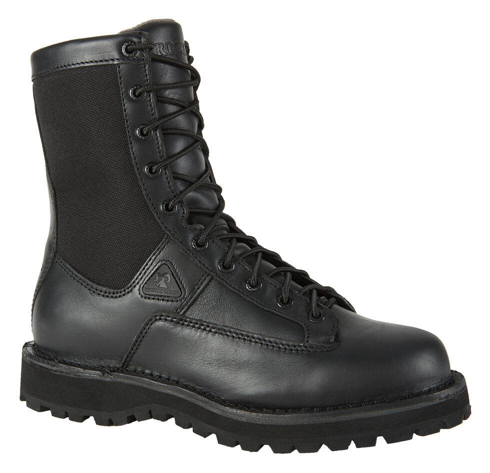 Rocky Portland Waterproof Lace-To-Toe Duty Boots - Round Toe, Black, hi-res