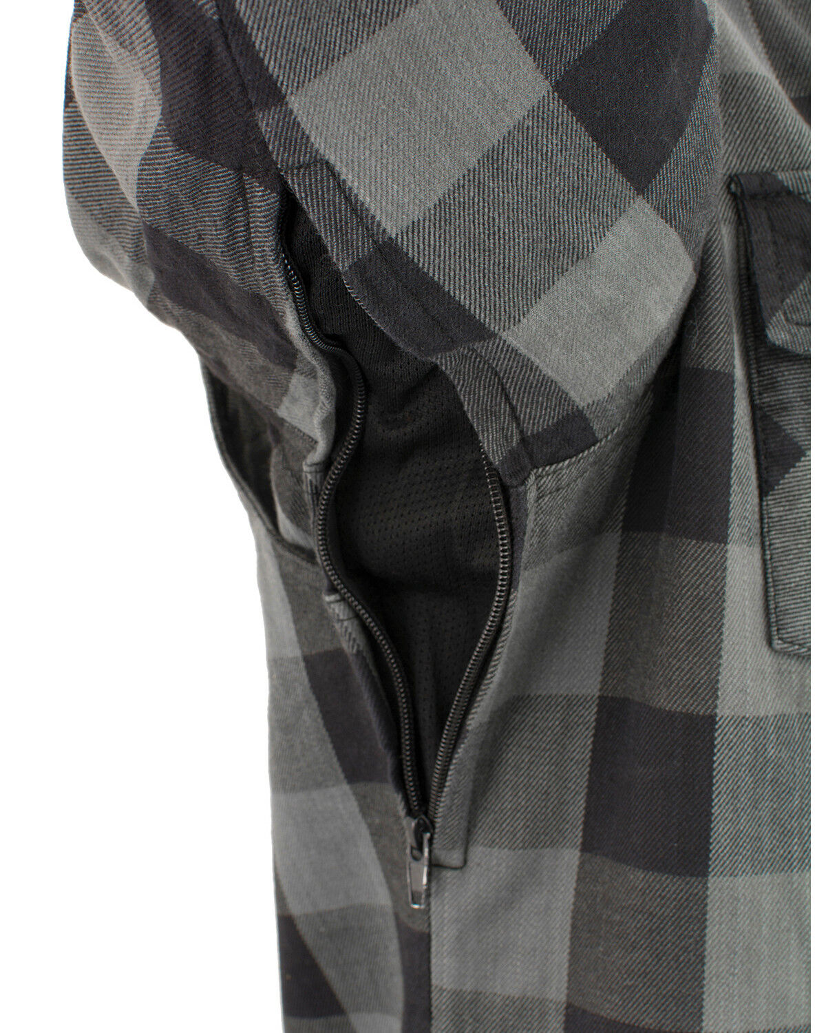 Image #4 - Milwaukee Performance Men's Aramid Checkered Plaid Biker Shirt, Dark Grey, hi-res