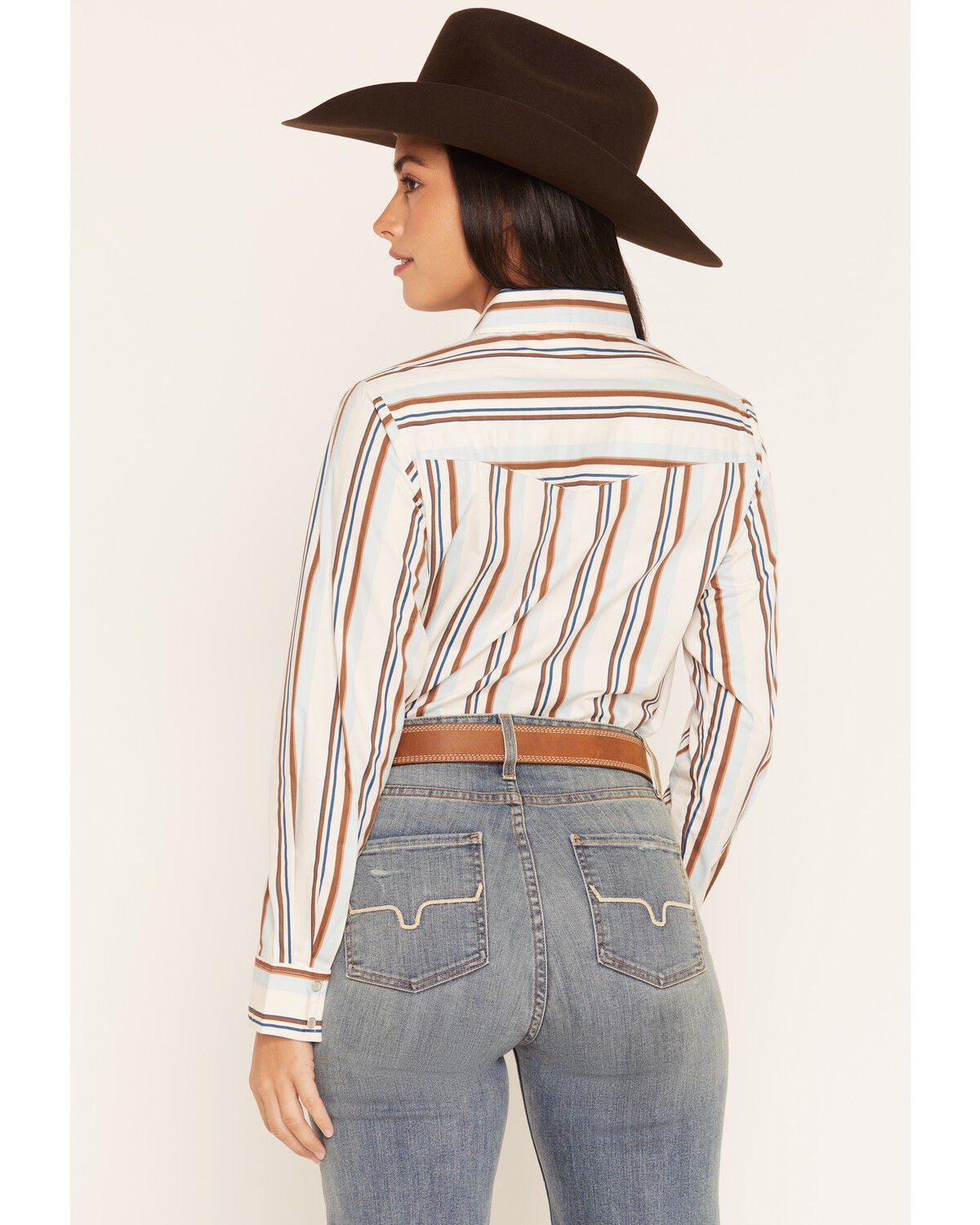 Image #4 - Ely Walker Women's Boot Barn Exclusive Striped Long Sleeve Pearl Snap Western Shirt, Ivory, hi-res