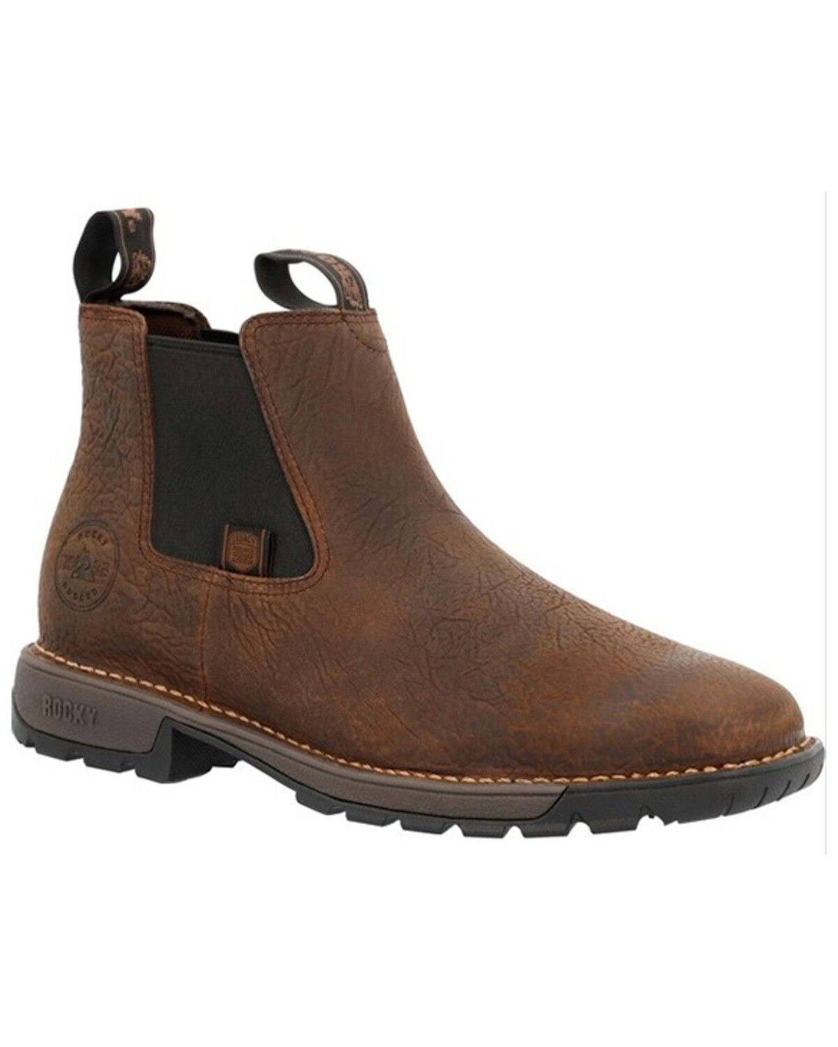 Image #1 - Rocky Men's Legacy 32 Twin Gore Western Work Chelsea Boots - Square Toe, Dark Brown, hi-res
