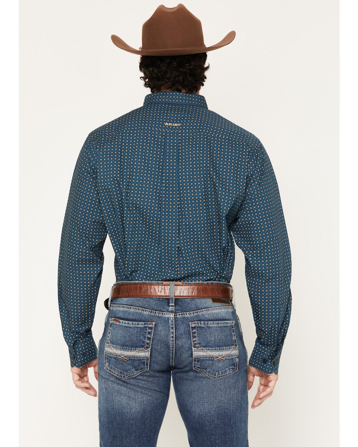 Image #4 - Ariat Men's Lovato Geo Print Long Sleeve Button-Down Western Shirt, Teal, hi-res