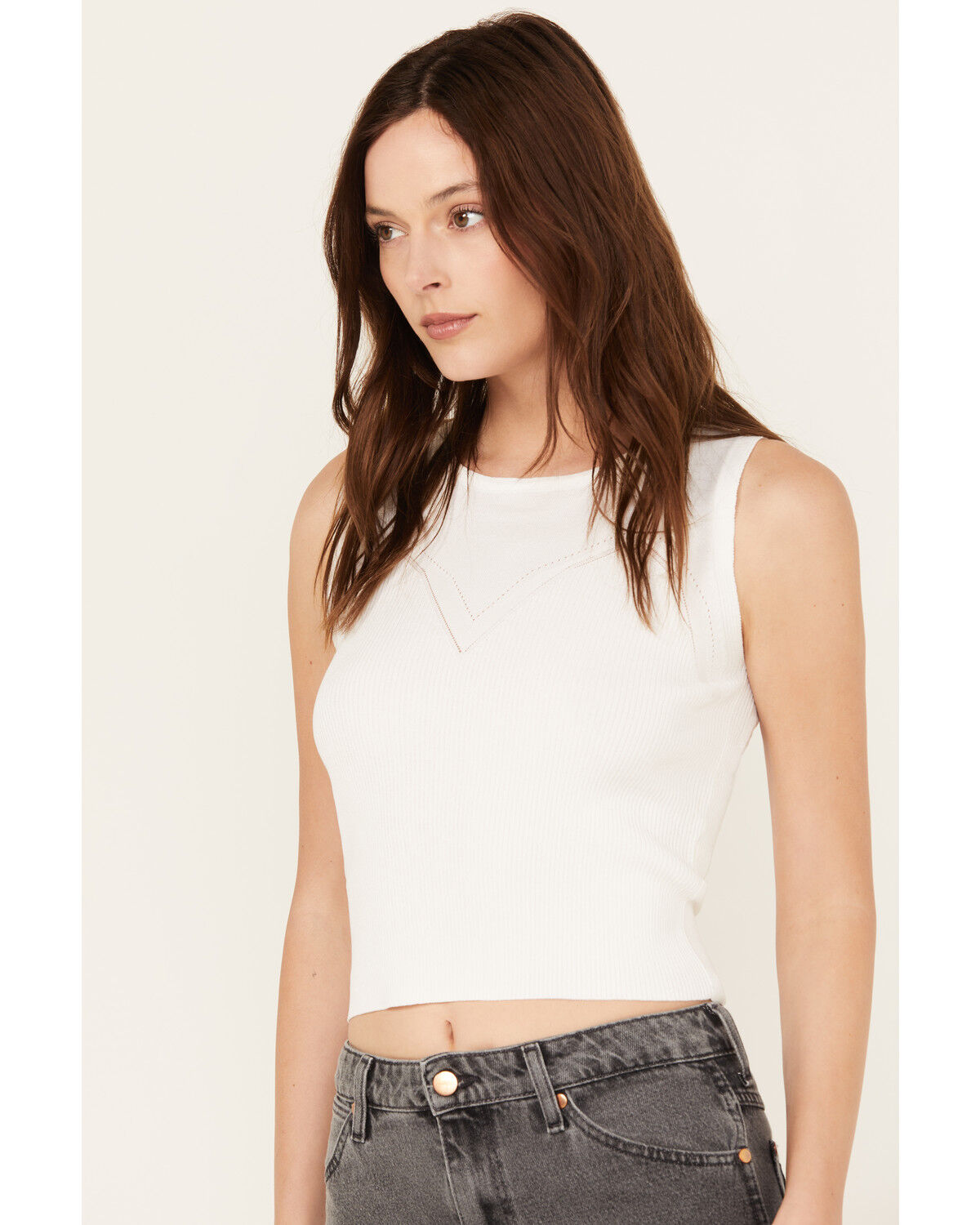 Image #2 - Molly Bracken Women's Ribbed Tank, White, hi-res
