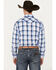 Image #4 - Roper Men's Embroidered Plaid Print Long Sleeve Pearl Snap Western Shirt, Blue, hi-res