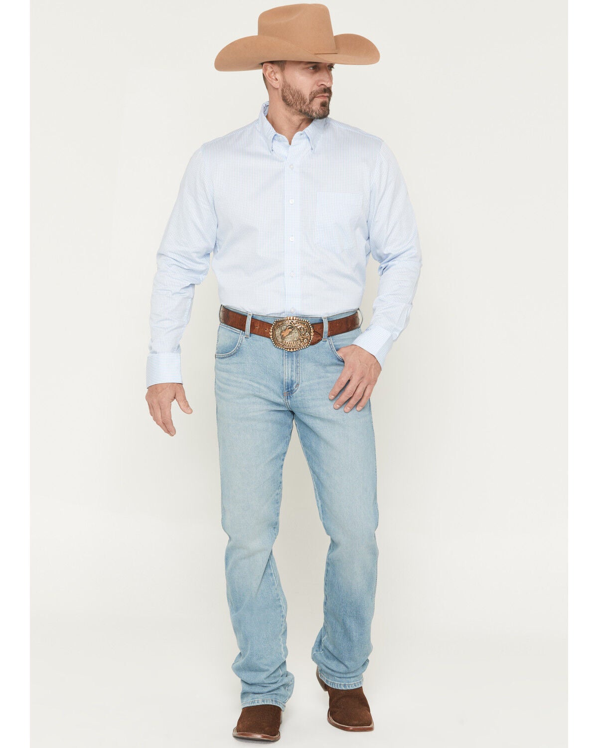 Image #1 - Wrangler Retro Men's WRT20 Fallon Light Wash Relaxed Bootcut Stretch Denim Jeans, Light Wash, hi-res