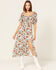 Rock & Roll Denim Women's Floral Print Puff Sleeve Dress, Red/white/blue, hi-res