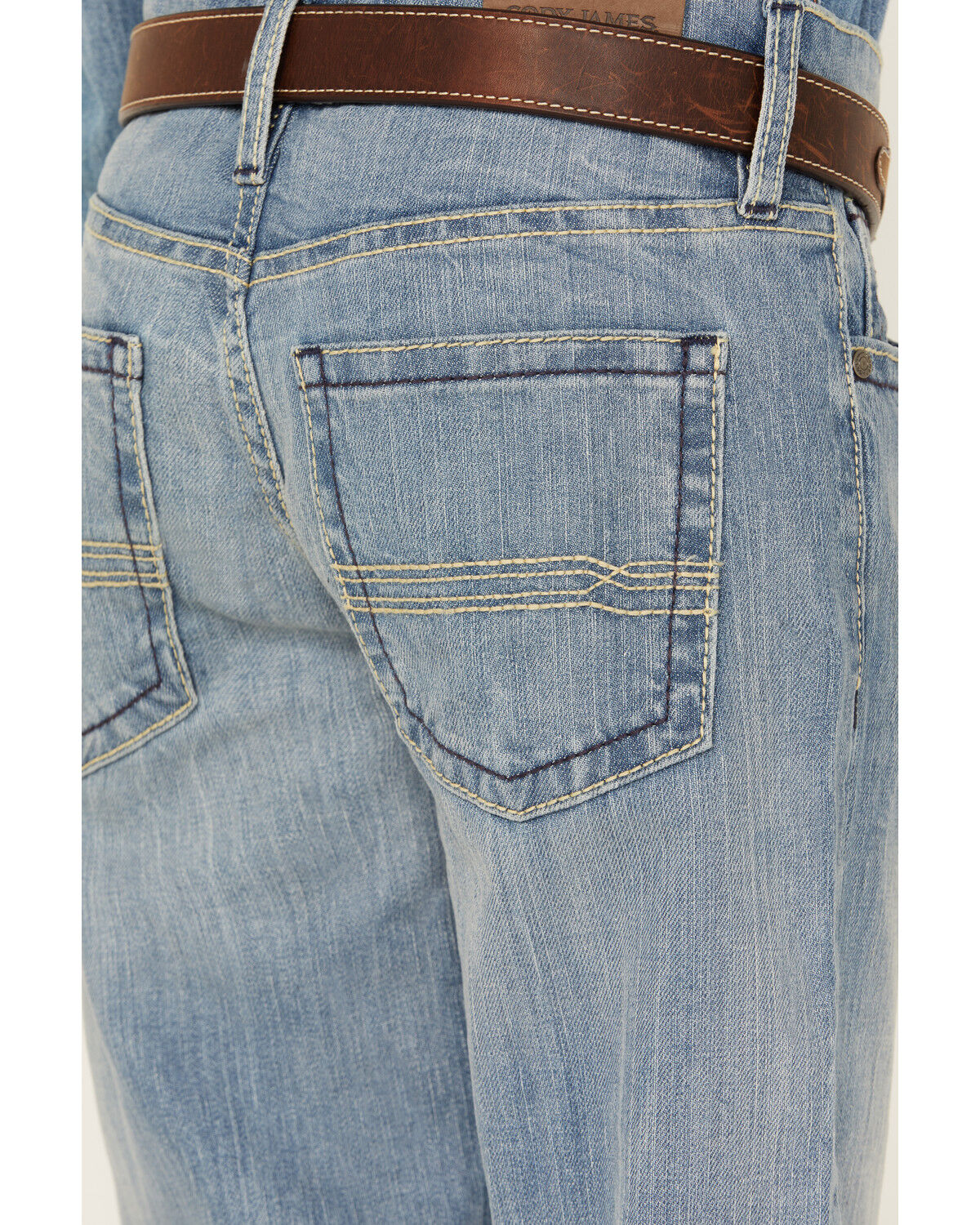 Image #3 - Cody James Boys' Light Wash Cloverleaf Slim Stretch Bootcut Jeans, Light Wash, hi-res
