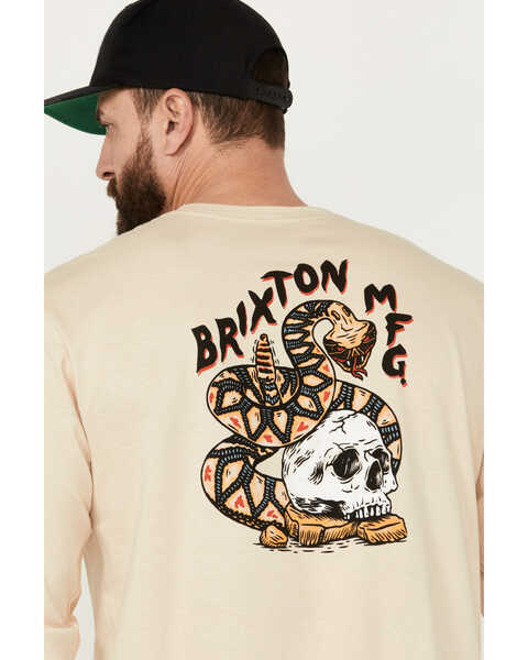 Image #4 - Brixton Men's Trailmoor Snake And Skull Graphic Print Long Sleeve Shirt , Cream, hi-res