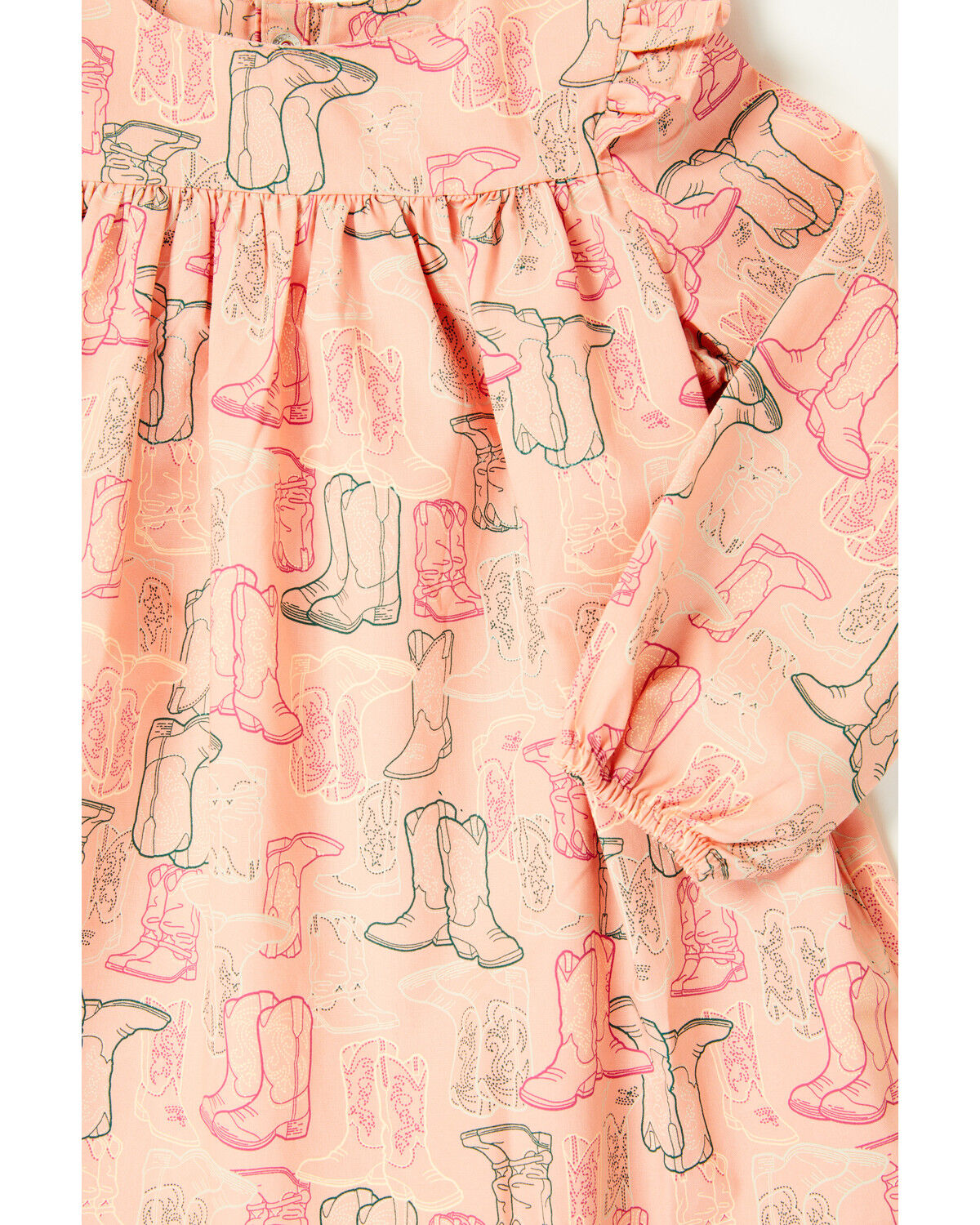 Image #2 - Wrangler Infant Girls' Printed Long Sleeve Snap Dress and Diaper Cover - 2 Piece, Pink, hi-res