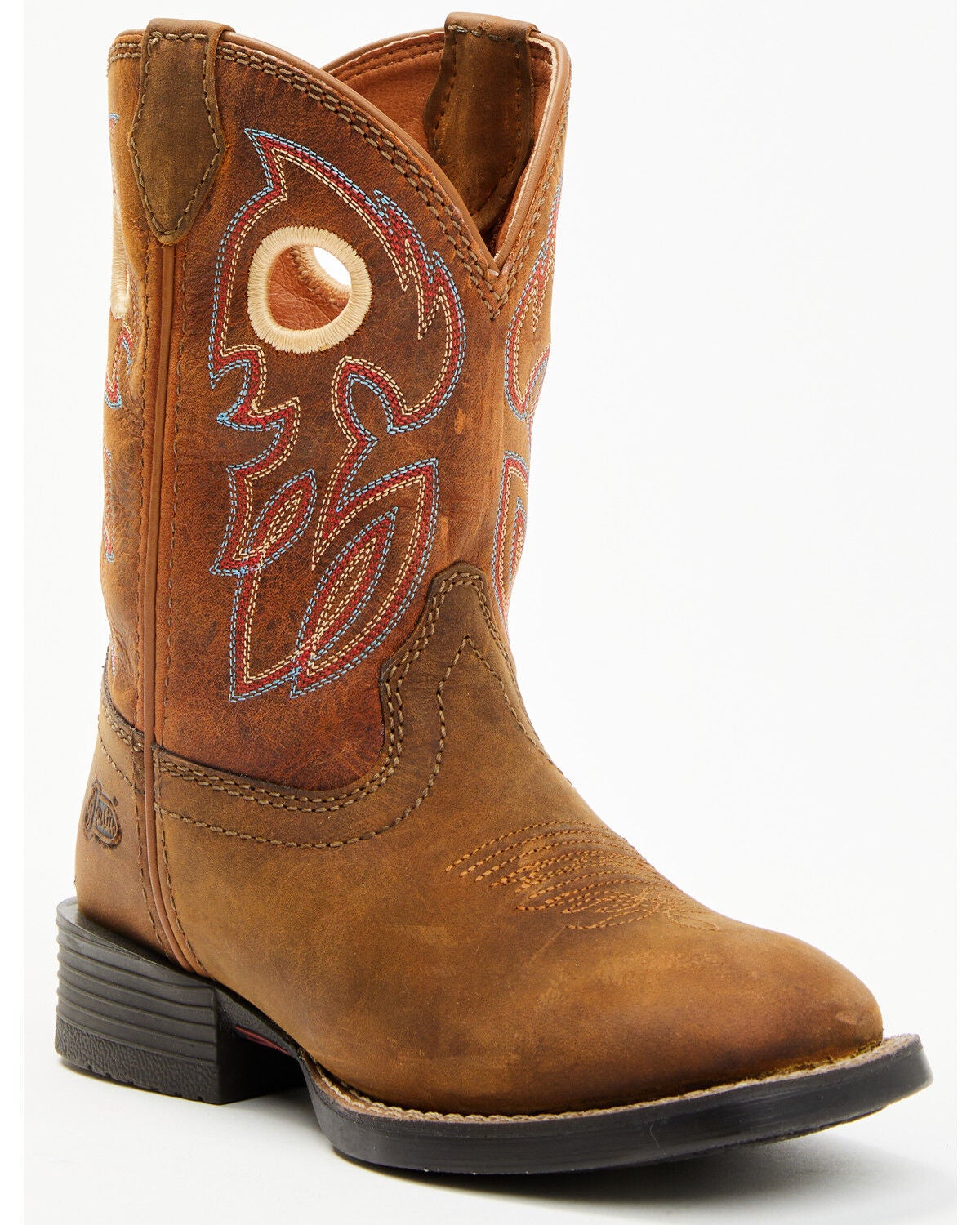 Justin Boys' Bowline Western Boots - Broad Square Toe, Brown, hi-res