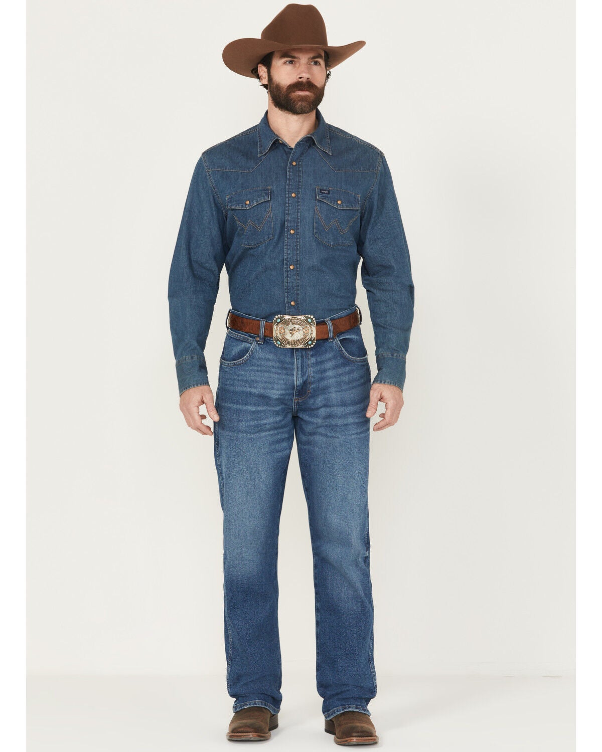 Wrangler Retro Men's 77MWZ Dark Wash Slim Bootcut Stretch Denim Jeans, Dark Wash, hi-res