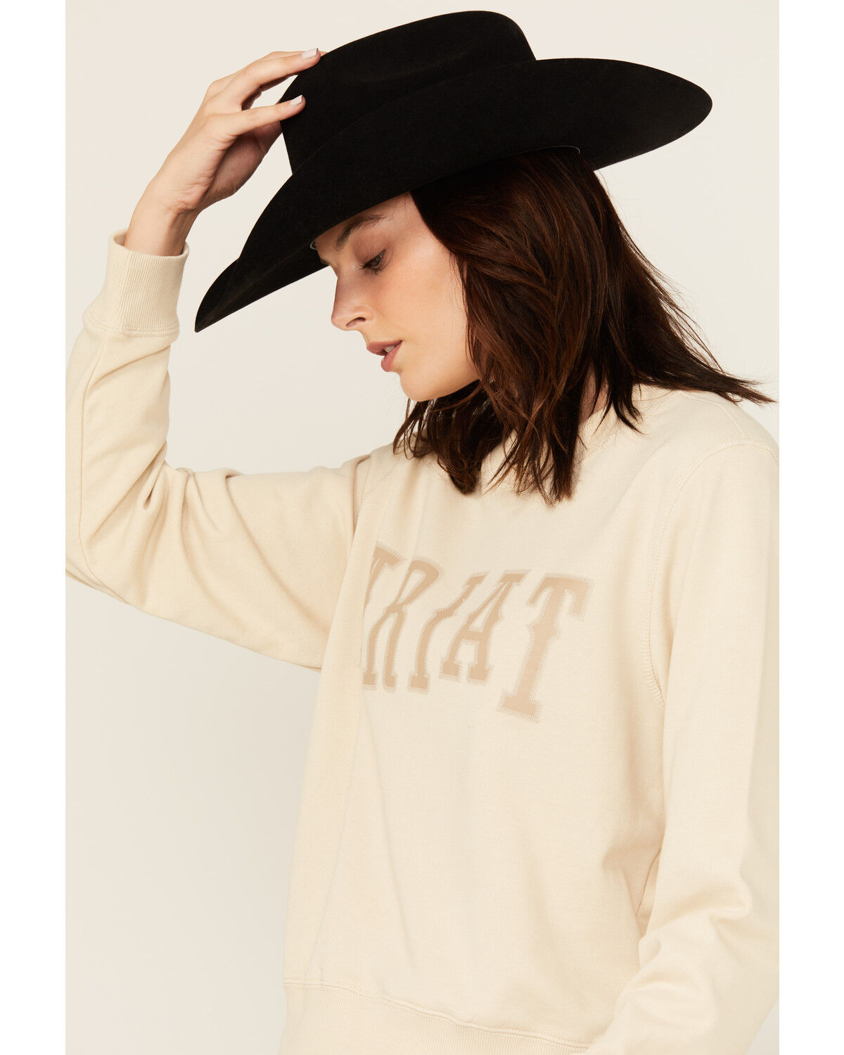 Image #2 - Ariat Women's Essential Logo Crewneck Sweatshirt, Cream, hi-res