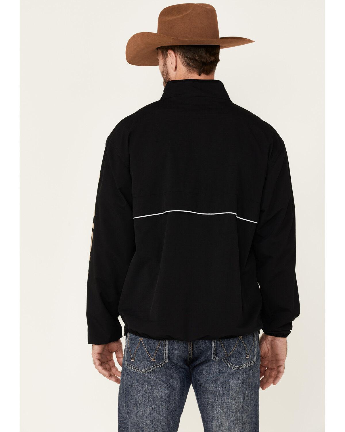 Cinch Men's Black Logo Sleeve 1/4 Zip Front Windbreaker