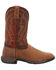 Rocky Men's Rugged Trail Pull On Western Boots - Square Toe , Brown, hi-res